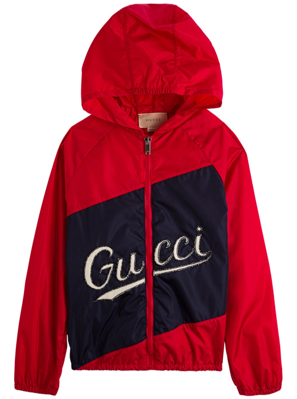 Gucci Red And Blue Nylon Jacket With Logo