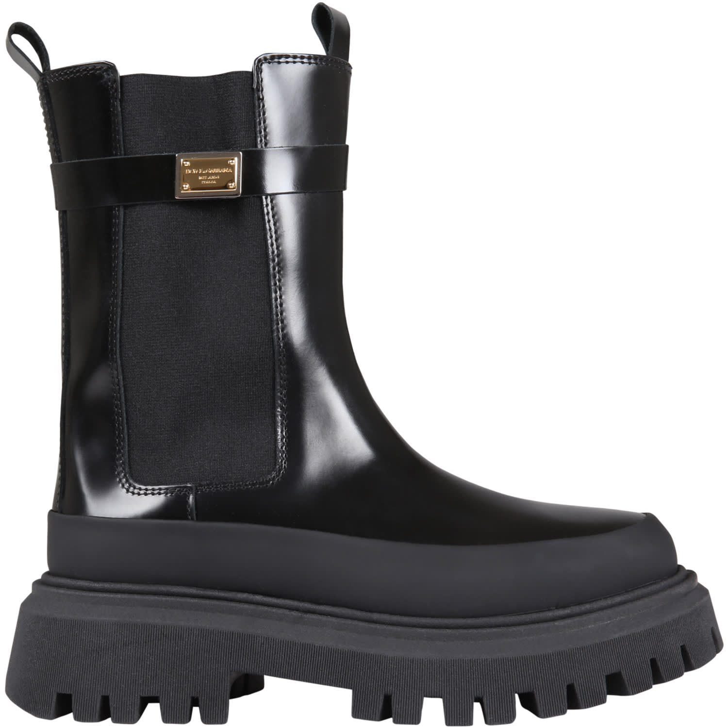 Dolce & Gabbana Black Boots For Girl With Logo
