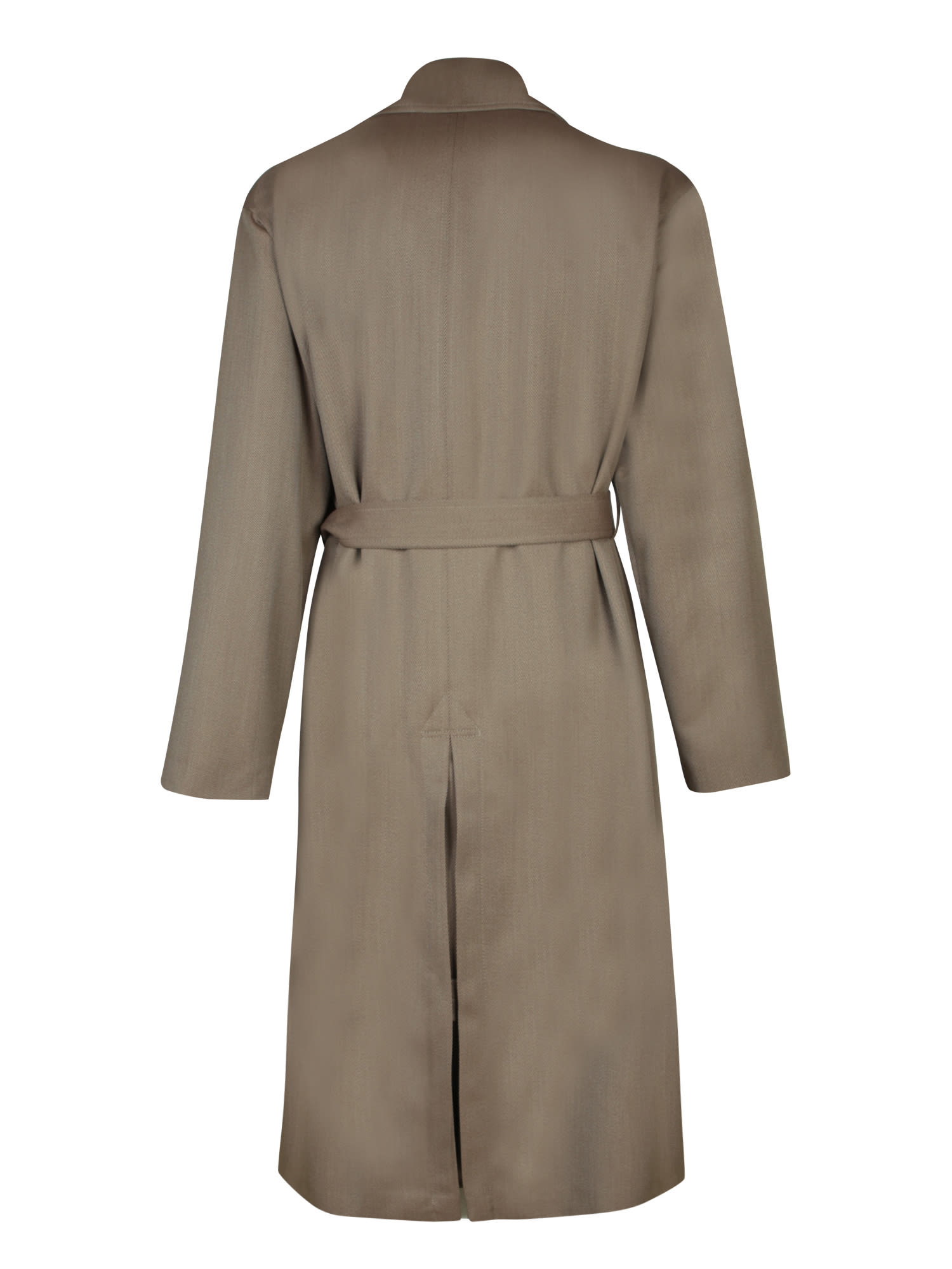 Shop Lardini Beige Wool Trench Coat