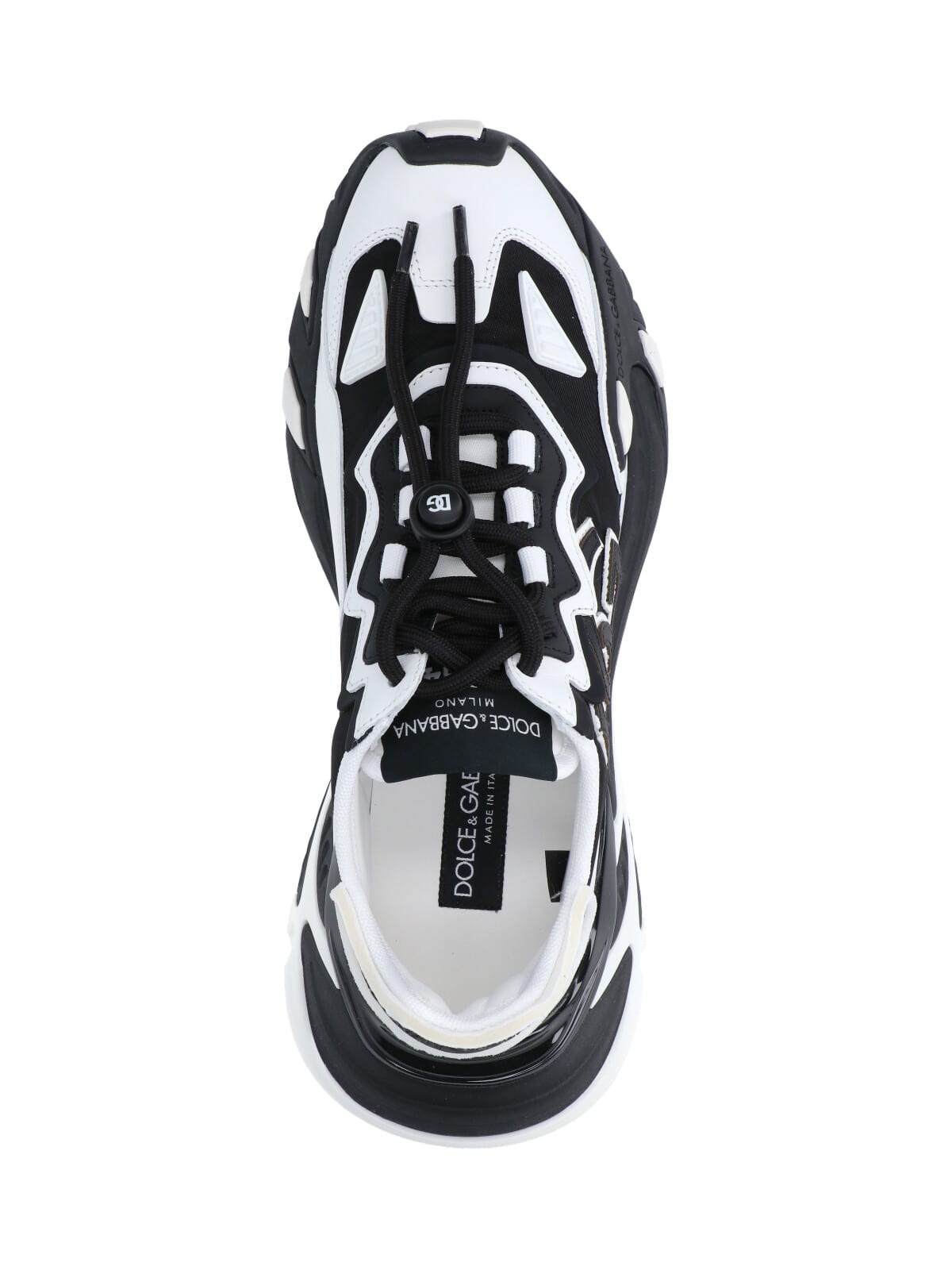 Dolce & Gabbana Panelled Leather Sneakers With Iconic Logo Patch In Black