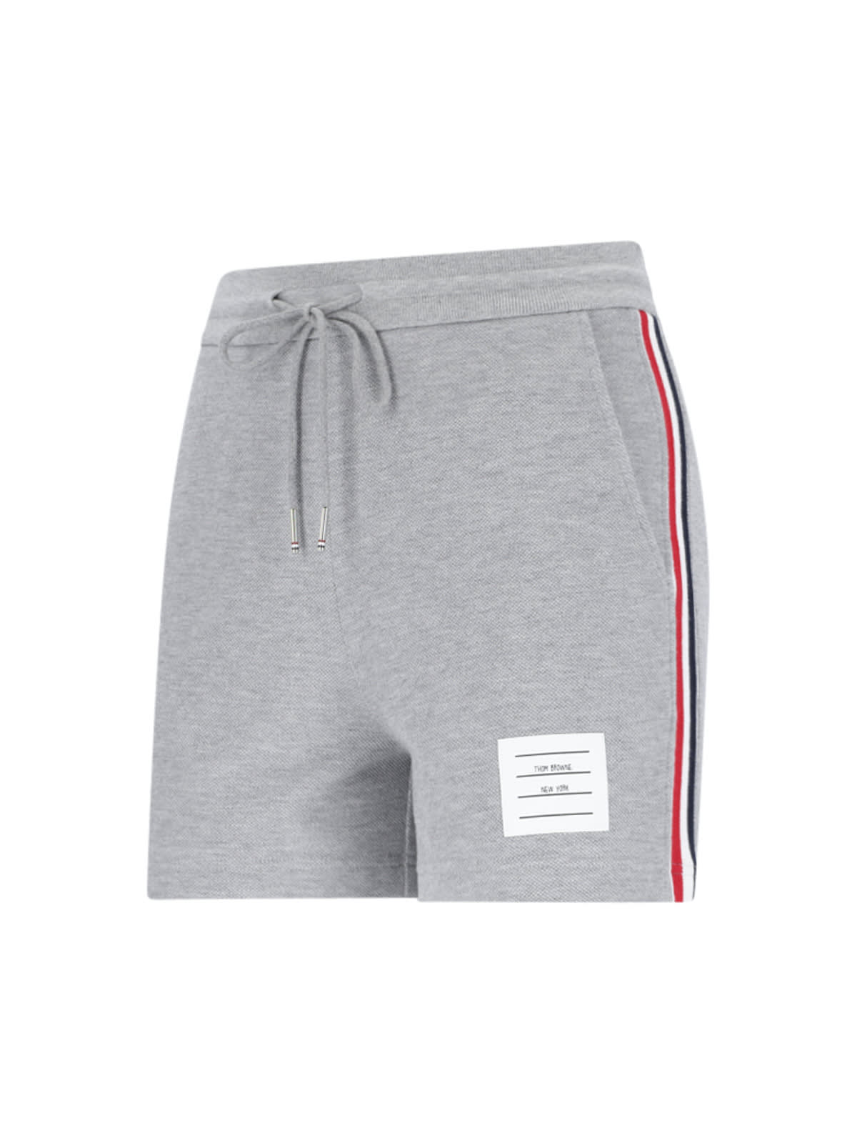 Shop Thom Browne Logo Sport Shorts In Gray