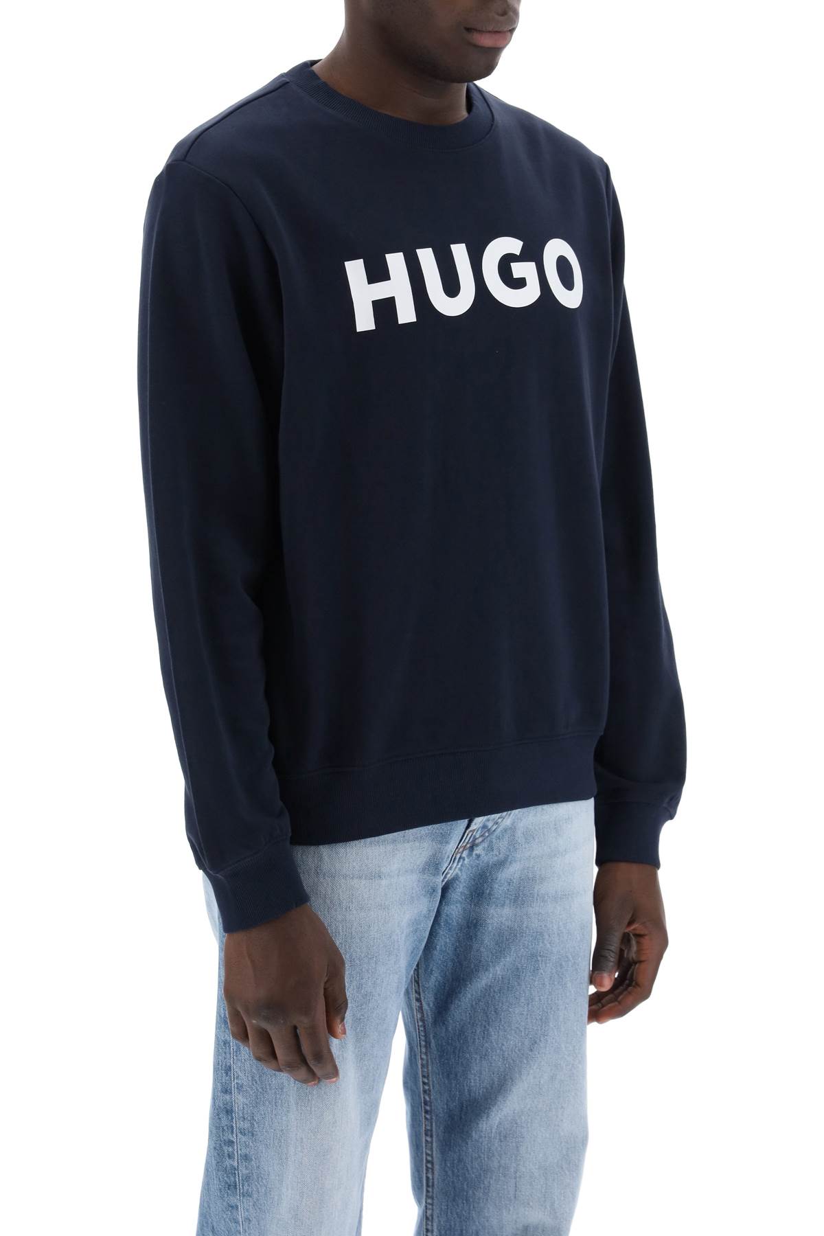 Shop Hugo Boss Dem Logo Sweatshirt In Dark Blue (blue)