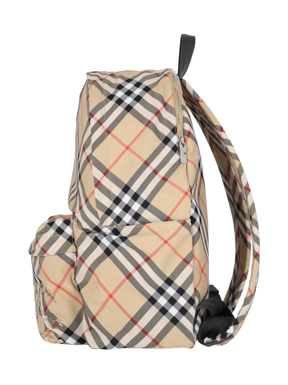 Shop Burberry Check Backpack In Sand