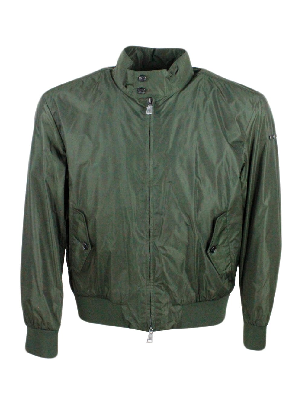 Water-repellent Nylon Bomber Jacket, Zip Closure And Pockets With Flap Closure