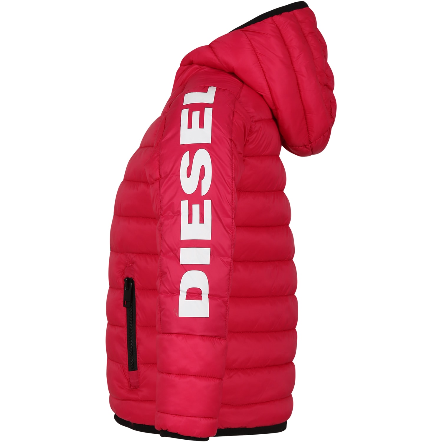 Shop Diesel Fuchsia Down Jacket For Kids In Pink