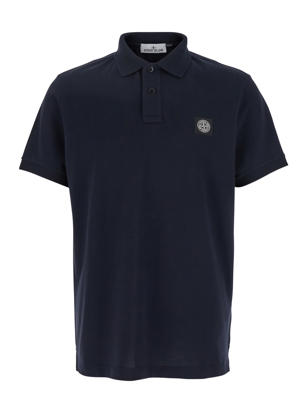 Blue Polo Shirt With Logo Patch On The Front In Cotton Man