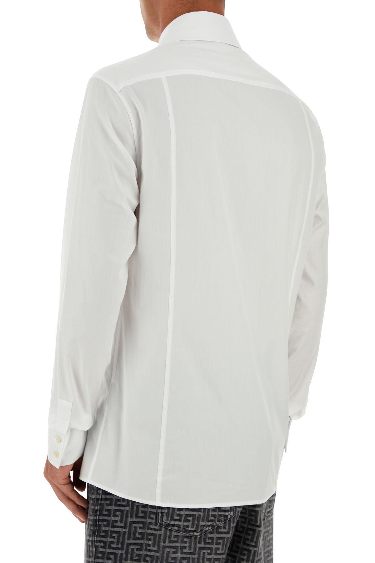 Shop Balmain White Poplin Shirt In Blanc