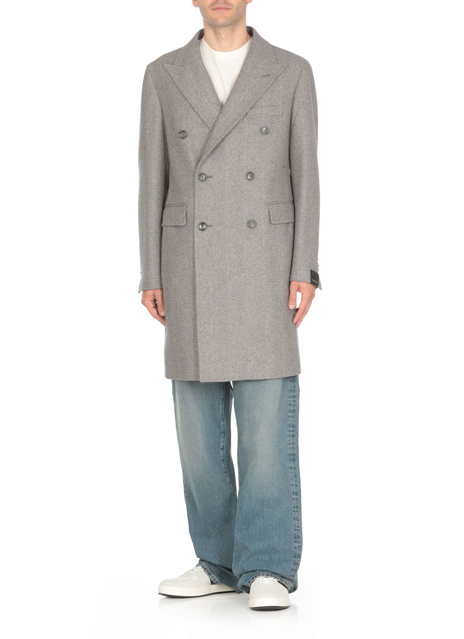 Shop Tagliatore Virgin Wool Coat In Grey