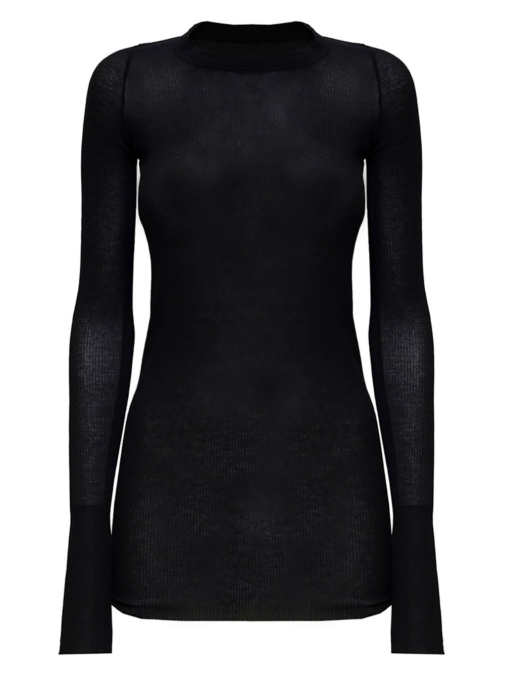 Rick Owens Womans Long Sleeved Viscose And Silk Black Sweater