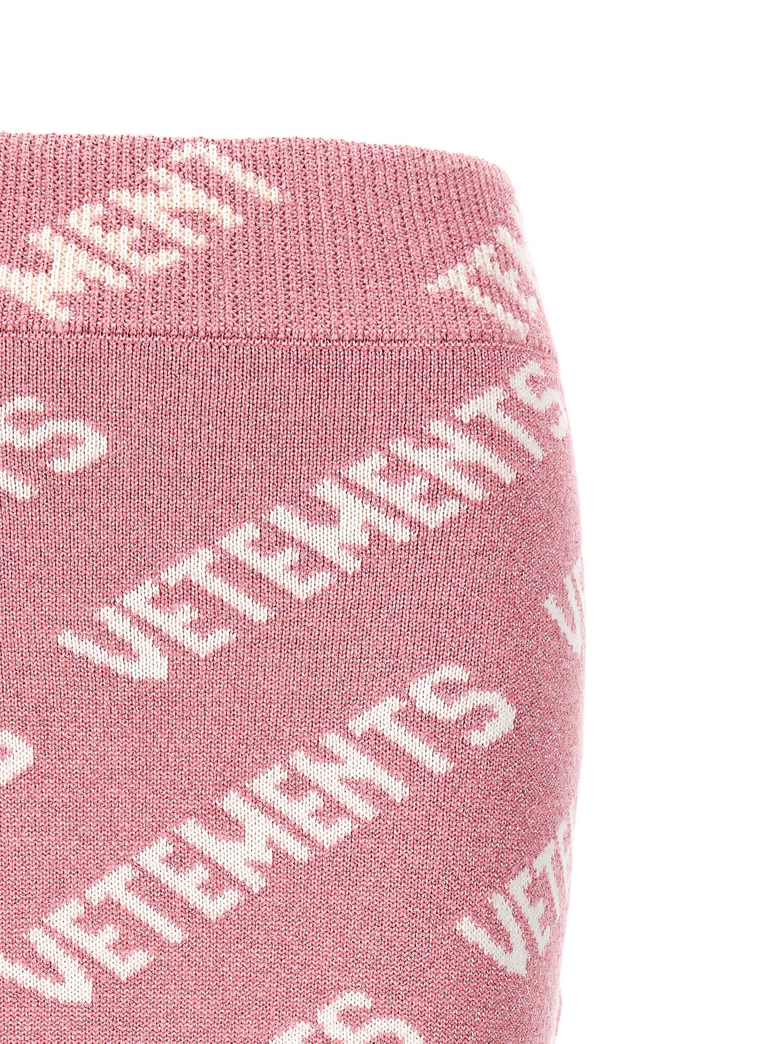 Shop Vetements Iconic Lurex Monogram Skirt In Pink