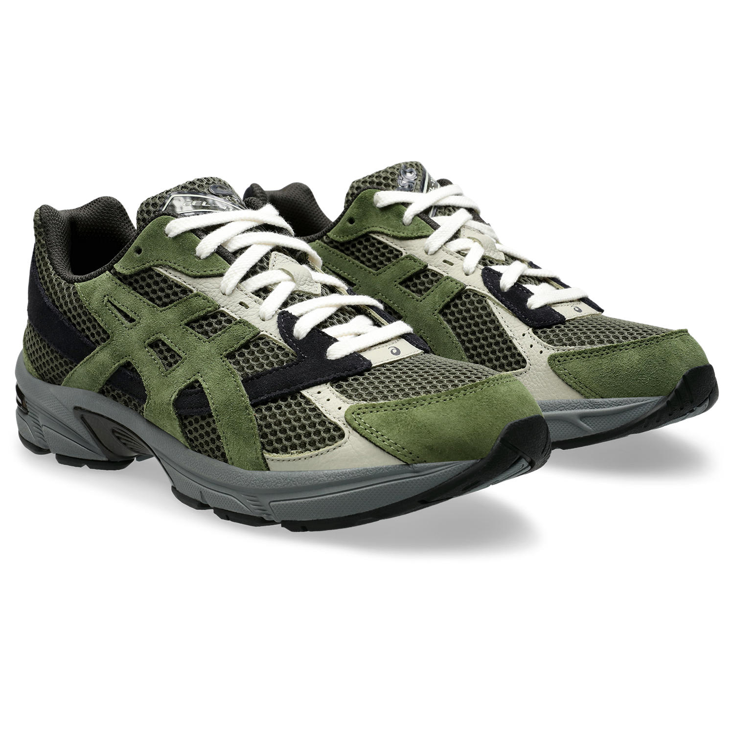 Asics Mens Olive Canvas Smog Green Gel 1130 Suede And Mesh Trainers In Multi