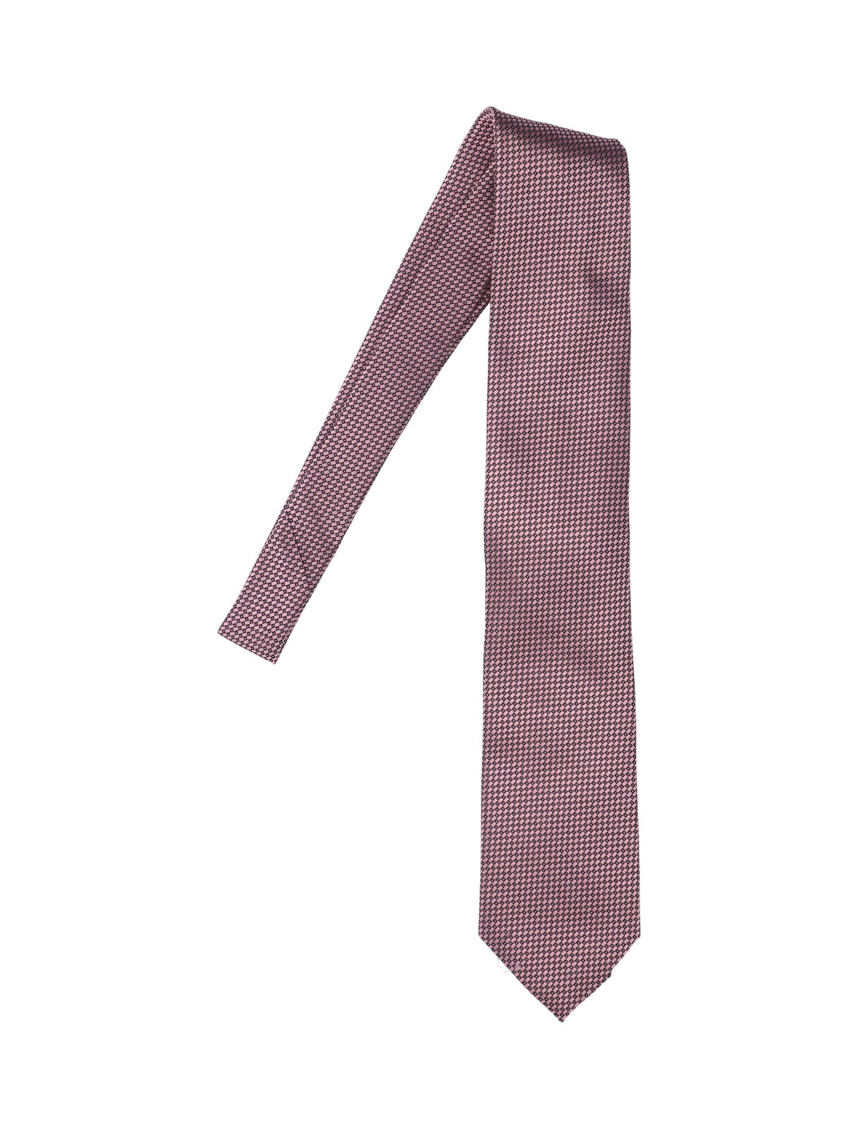 Zegna Silk Ties With Diamond Pattern And Pointed Tip In Pink