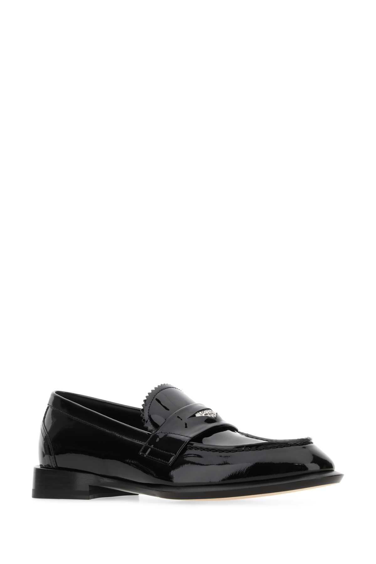 Shop Alexander Mcqueen Black Leather Loafers In 1081