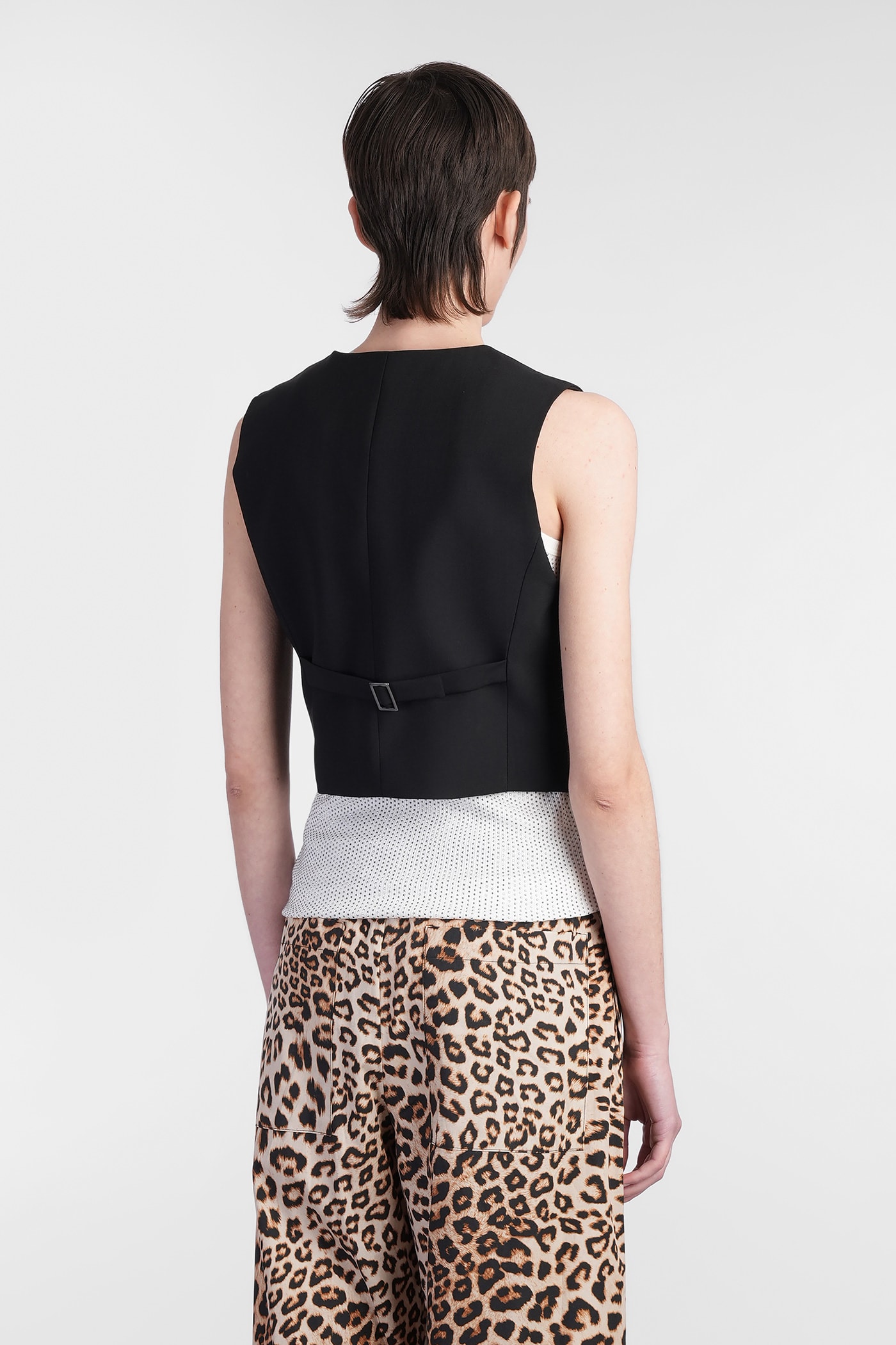 A Paper Kid Vest In Black Wool In Black