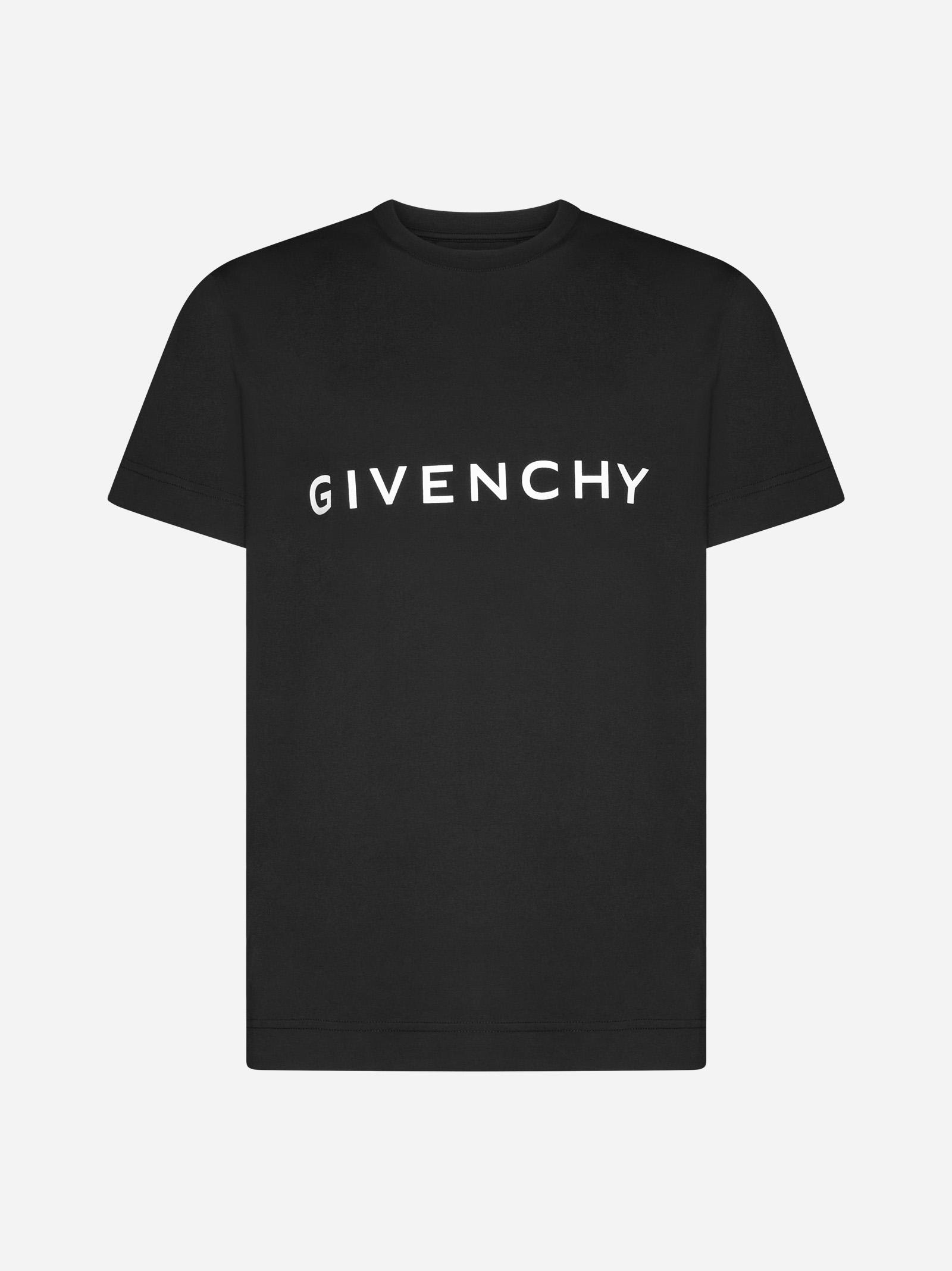 Shop Givenchy Logo Cotton T-shirt In Black