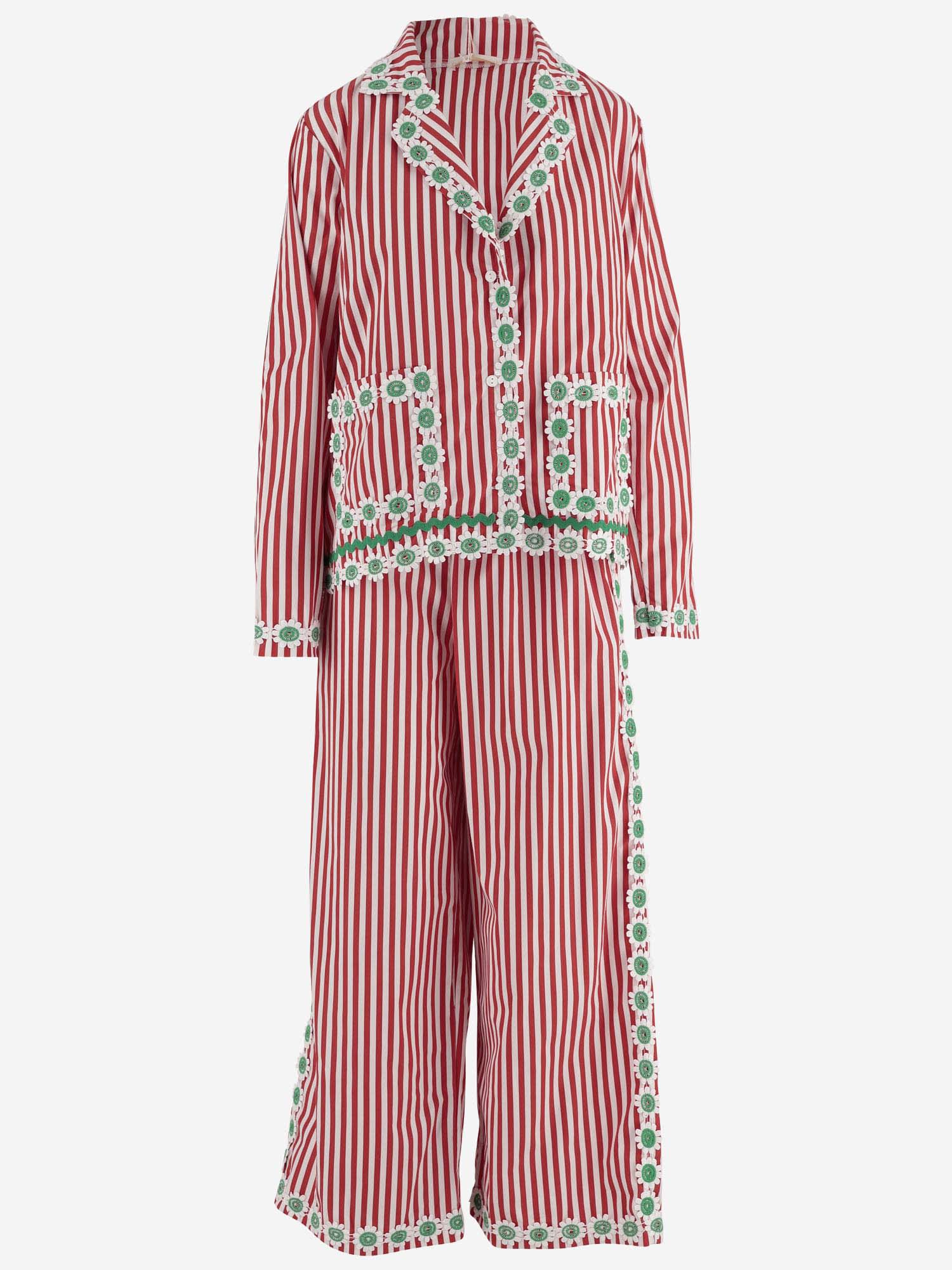 Flora Sardalos Cotton Suit With Striped Pattern In Red