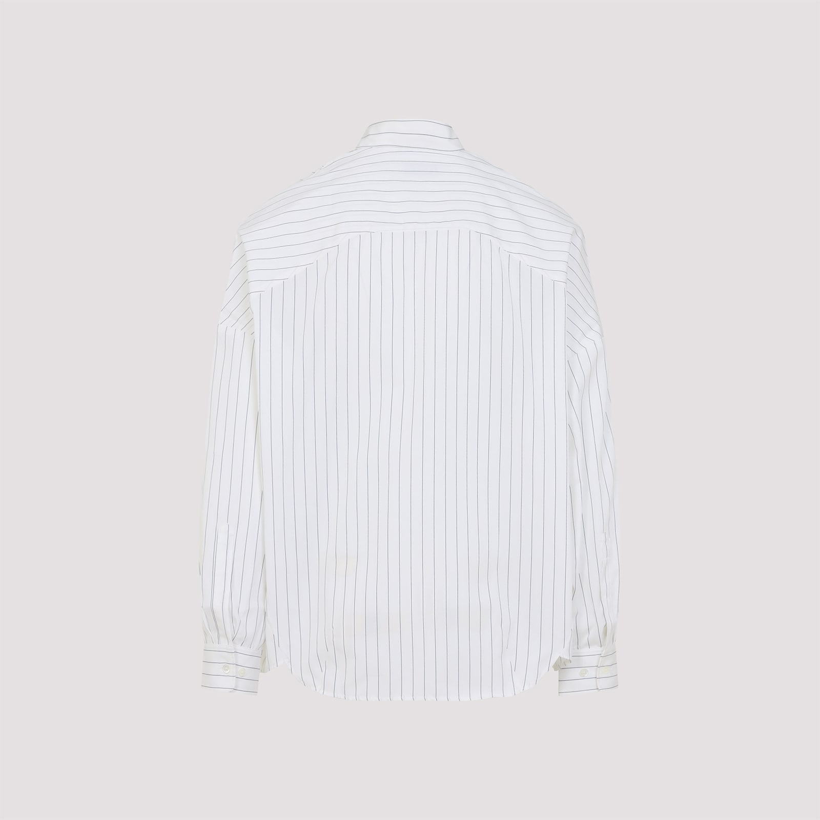 Dries Van Noten Pinstripe Button-down Shirt In Soft Viscose-cotton Blend In White