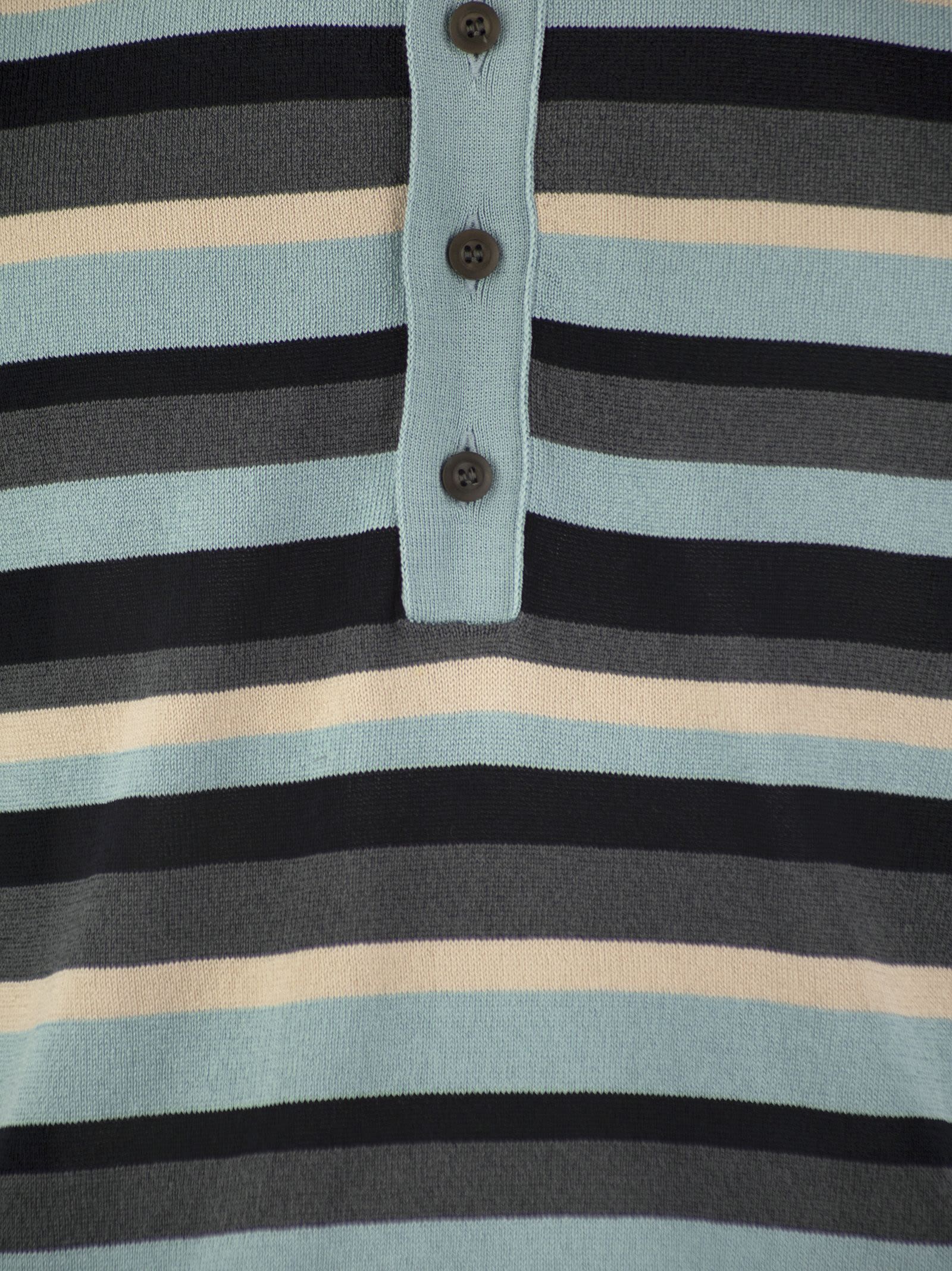 Shop Pt01 Cotton And Viscose Polo Shirt In Grey/light Blue