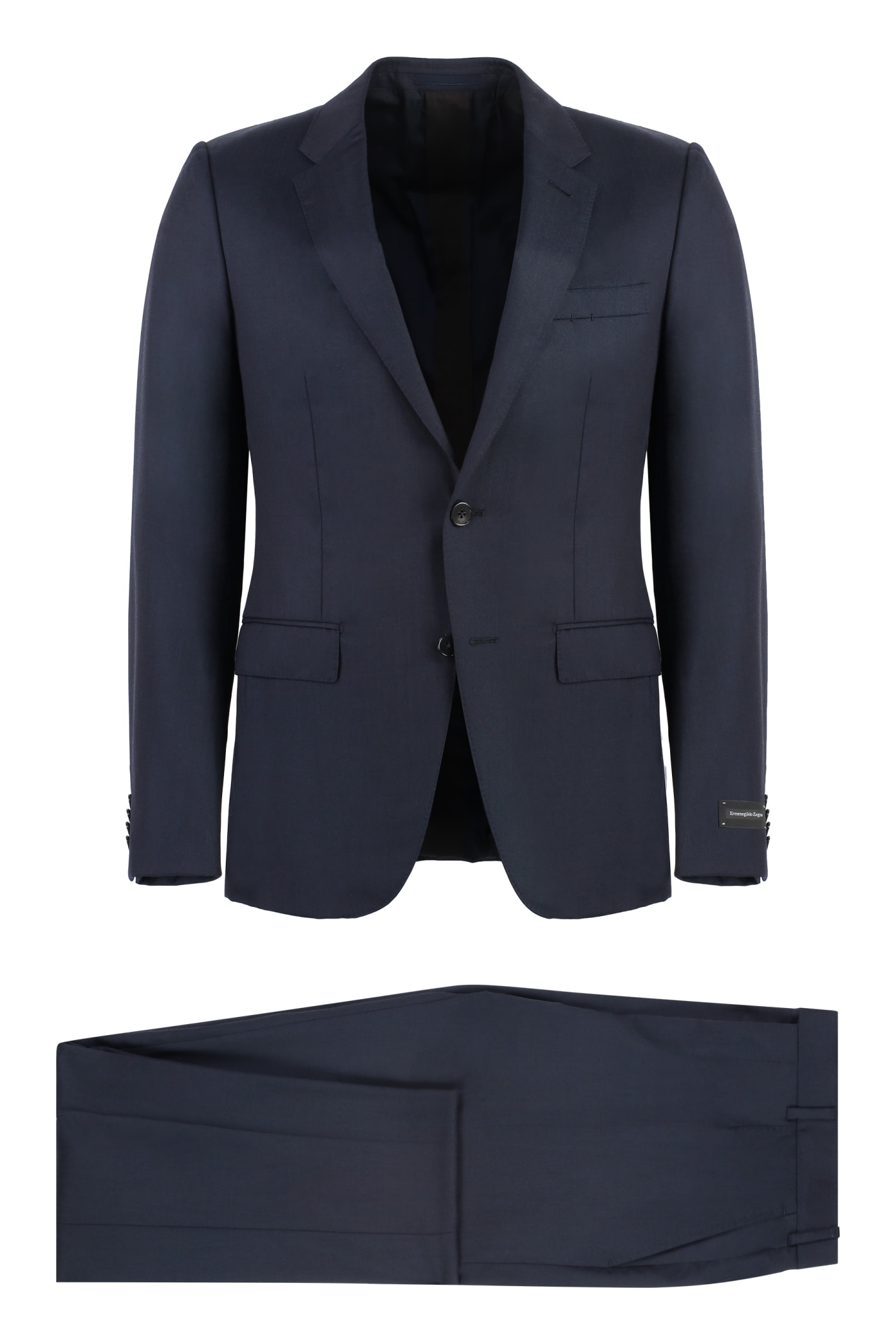 Shop Z Zegna Wool And Silk Blend Two-pieces Suit In Blue