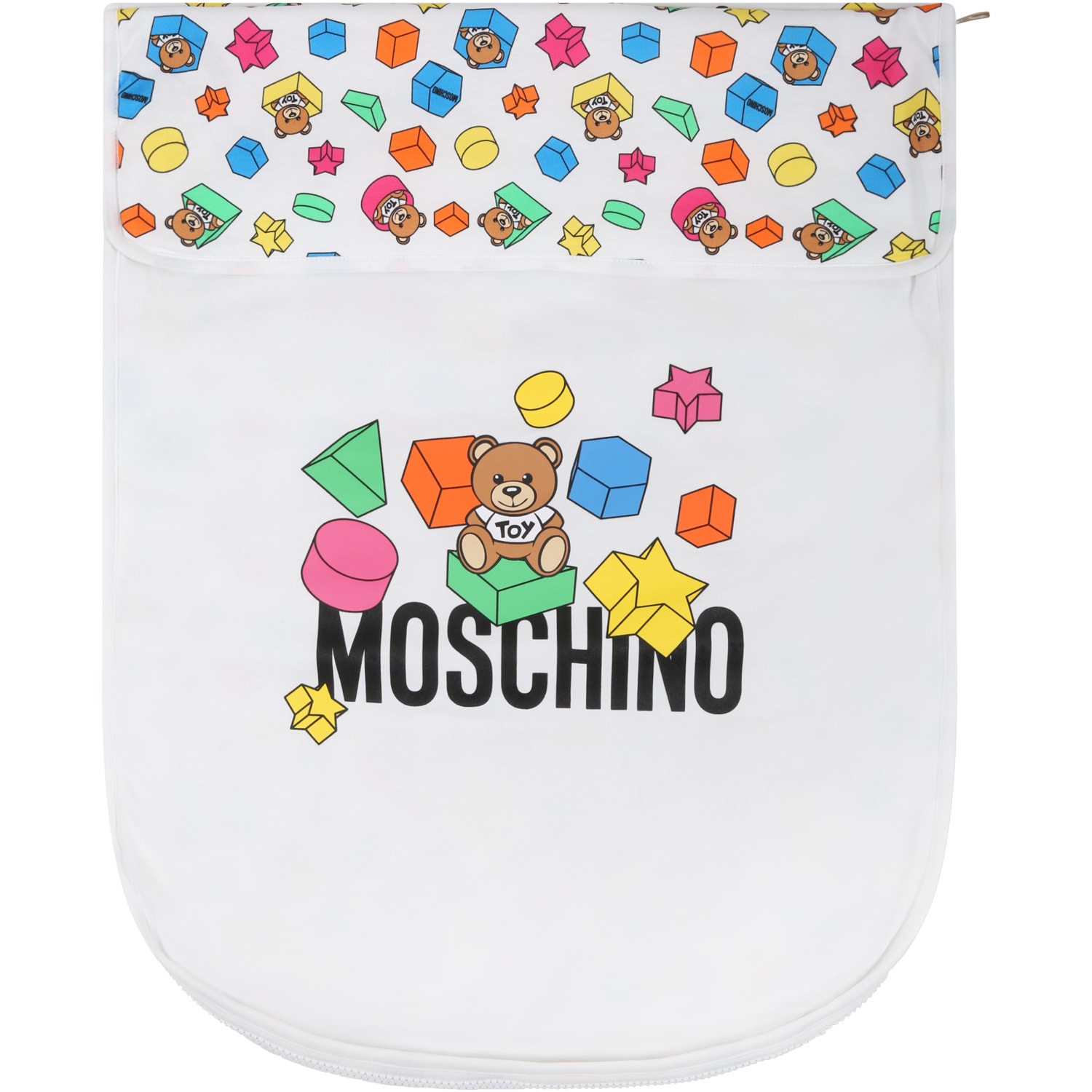 Moschino White Sleeping Bag For Babykids With Teddy Bear
