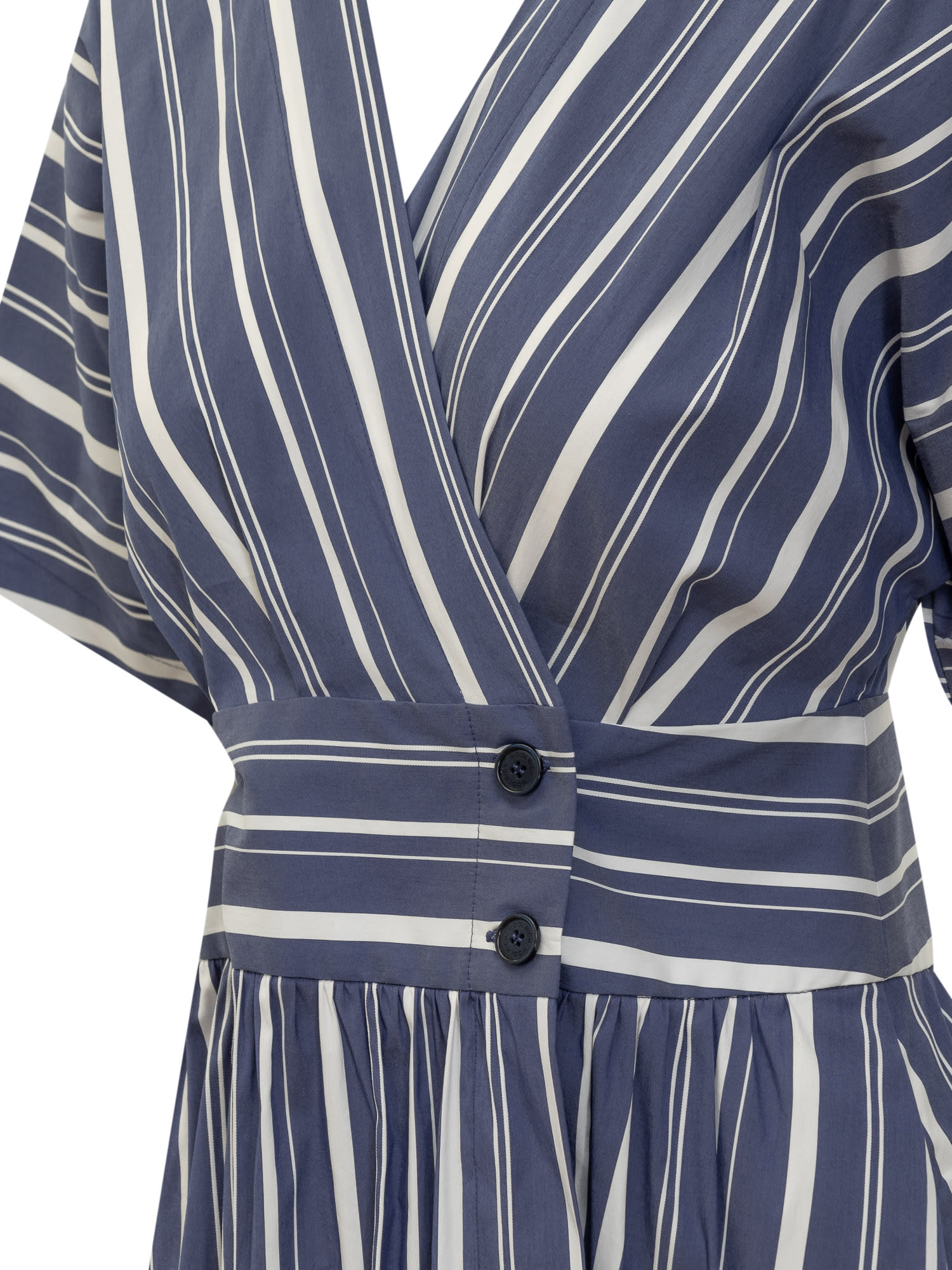 Shop Woolrich Dress With Striped Pattern In Twilight Blue Stripe