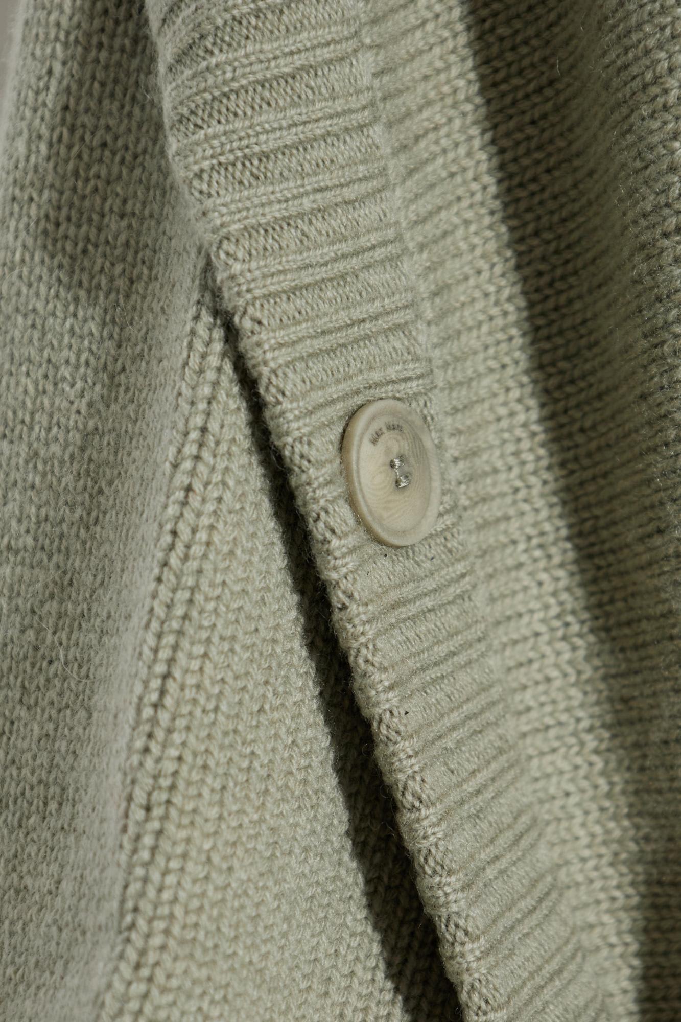 Max Mara Wool Blend Cardigan With Buttoned Hood In Gray