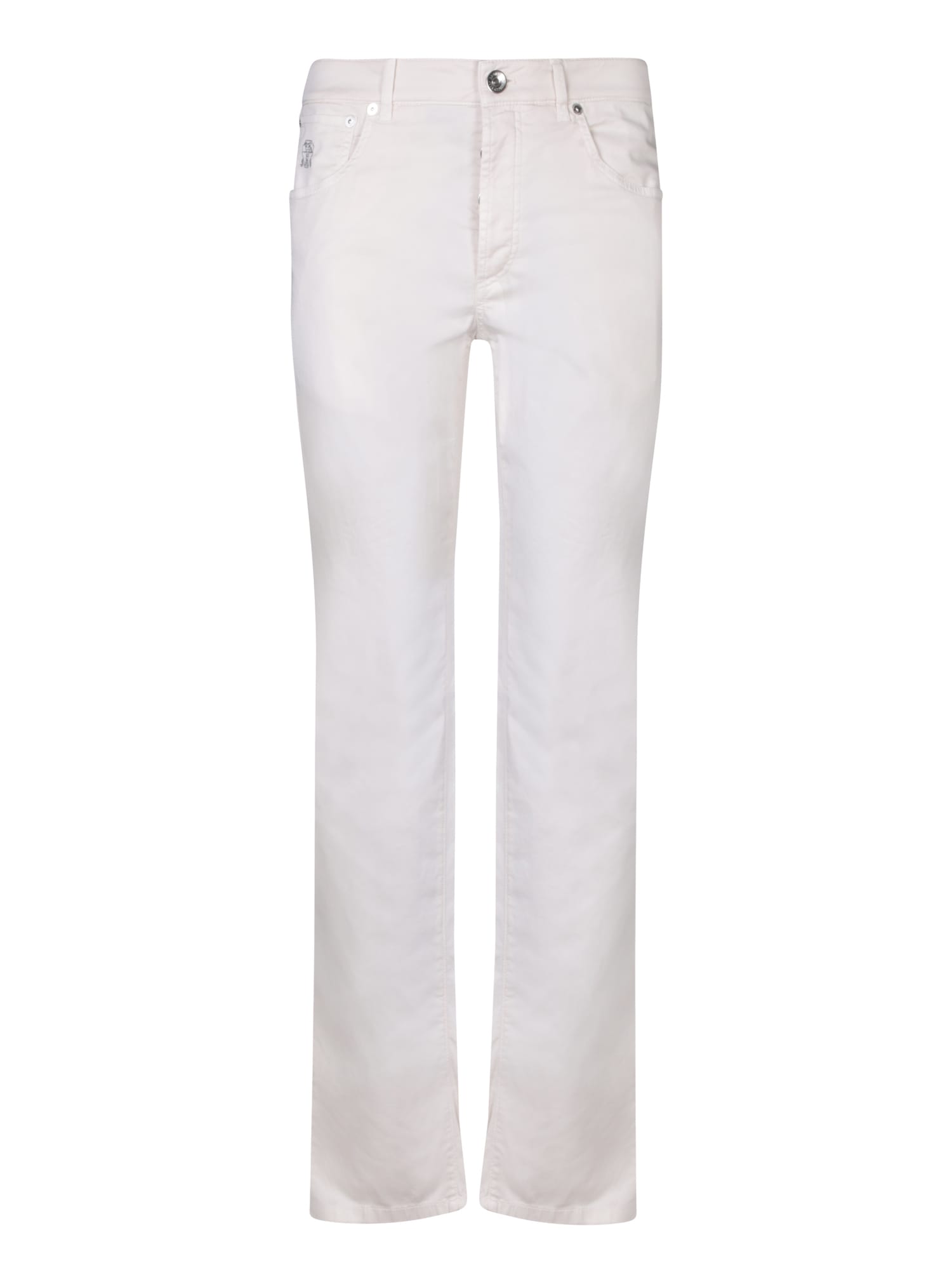 Shop Brunello Cucinelli Five Pockets Beige Trousers In White