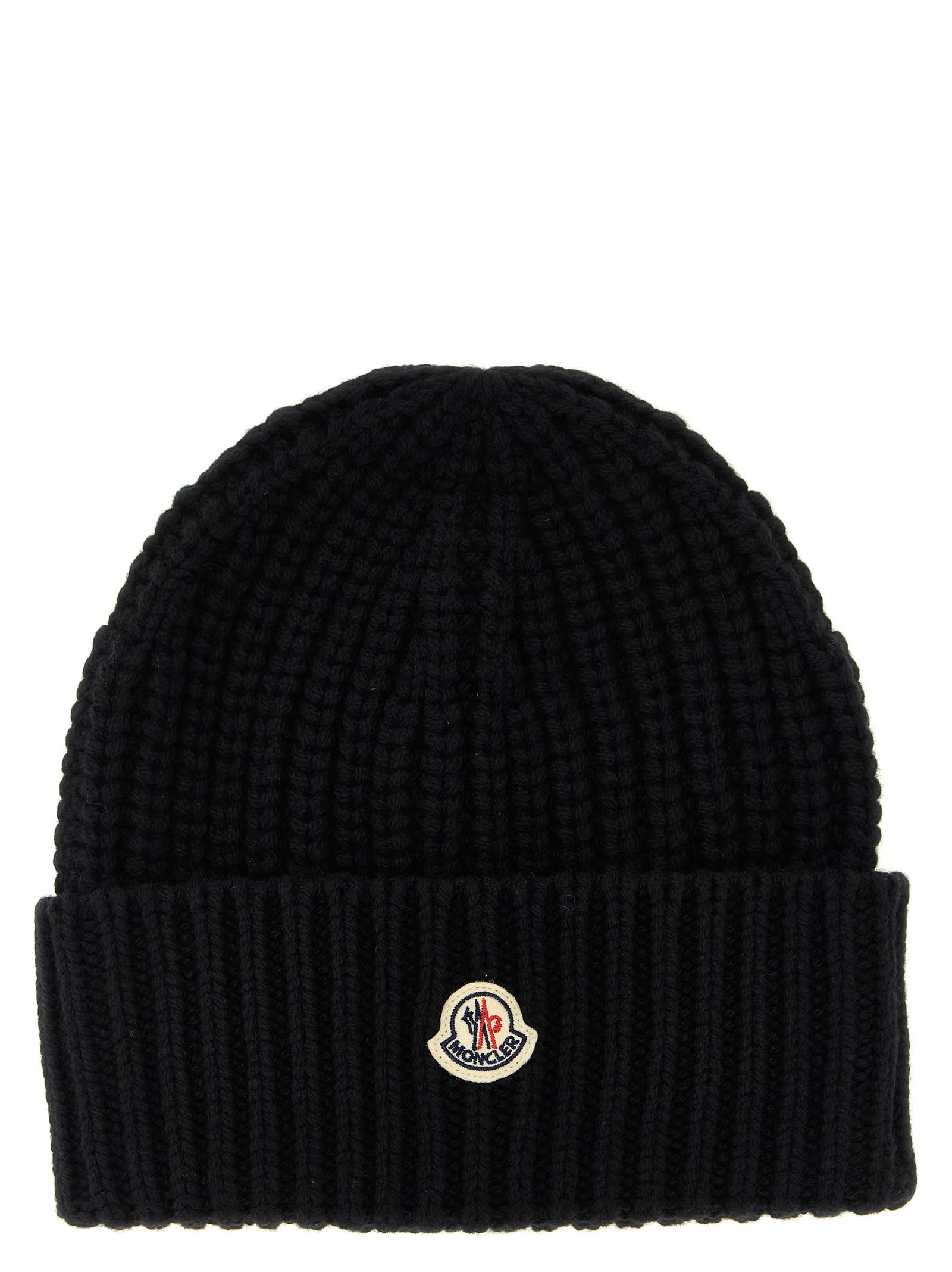 Moncler Women Beanie Wool And Cashmere Hat In Black