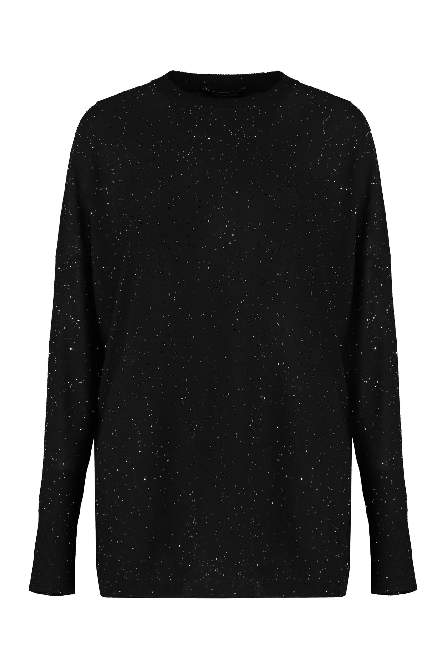 Shop Fabiana Filippi Crew-neck Wool Sweater In Black