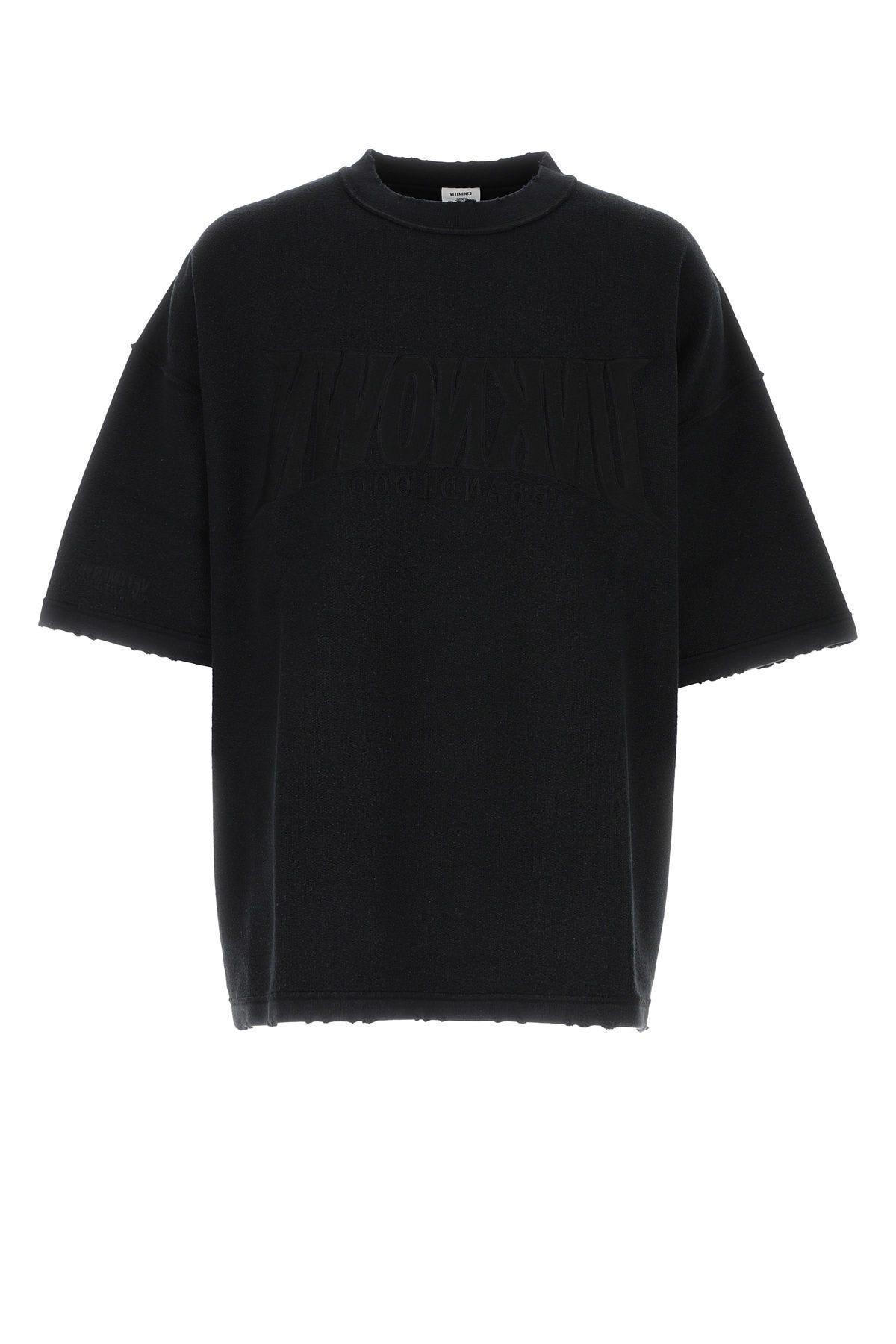 Shop Vetements Black Cotton Blend Oversize T-shirt In Dirty Black