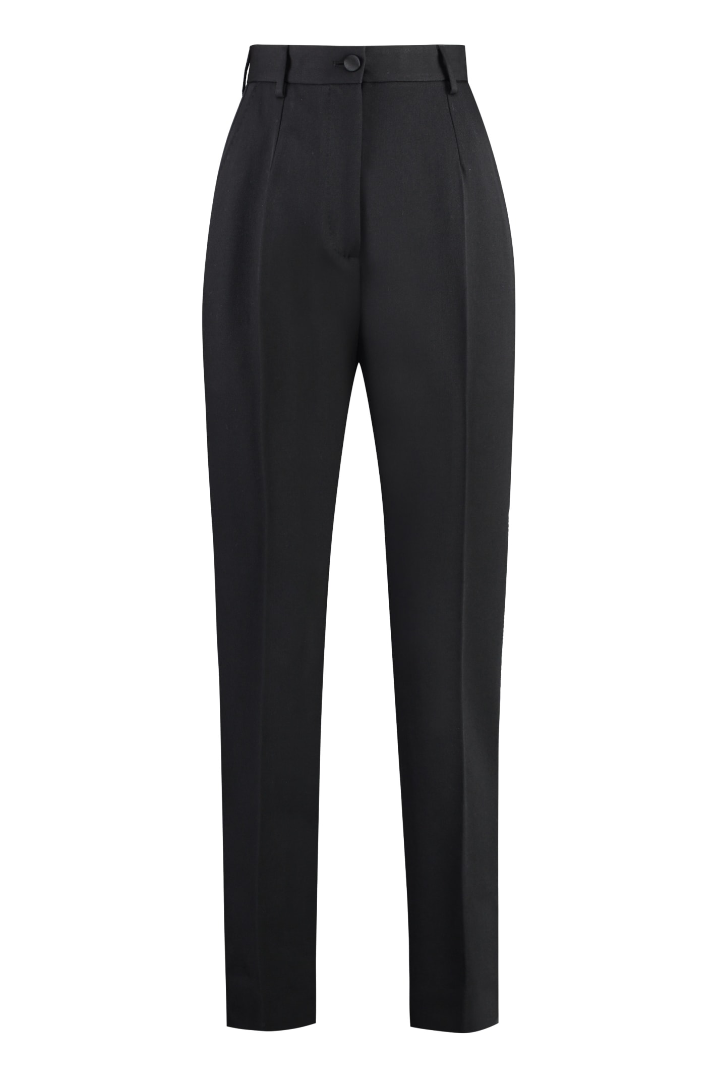 Shop Dolce & Gabbana Wool Gabardine Trousers In Nero