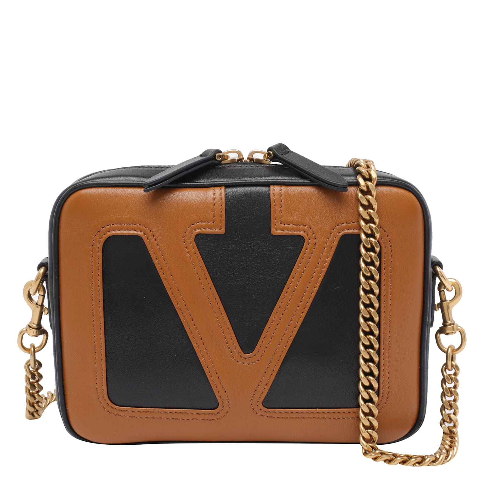 Valentino Versatile Shoulder Bag And Chain Strap In Brown