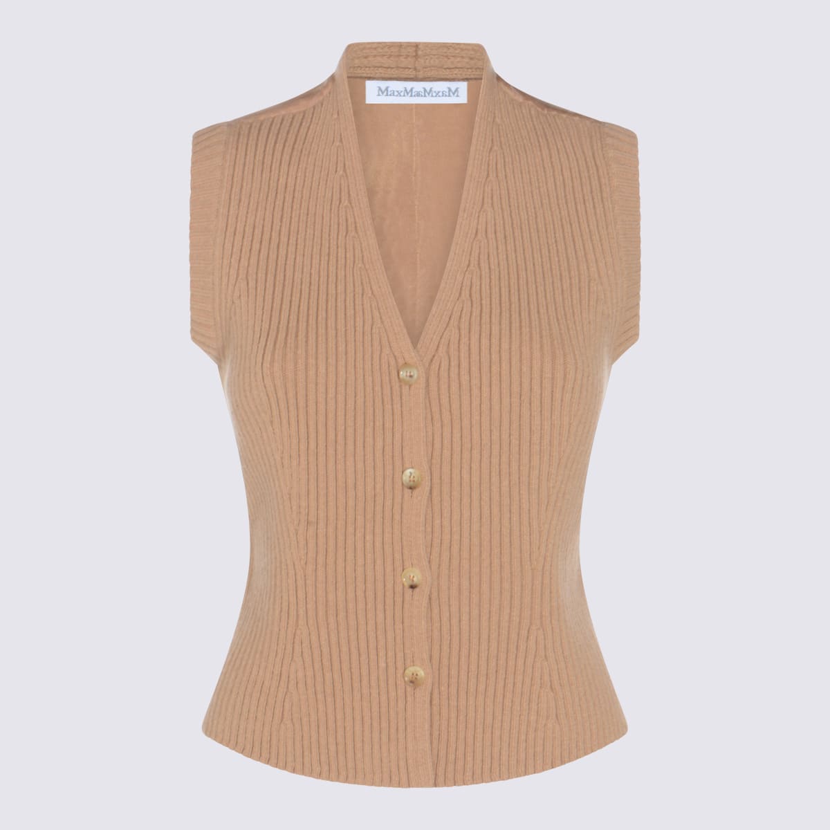 Max Mara Camel Wool Knitwear In Brown