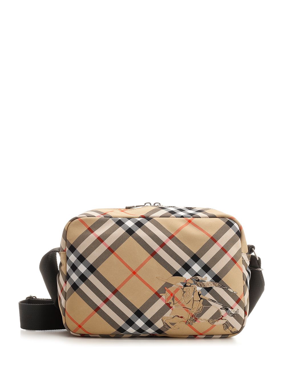 Shop Burberry Check Shoulder Bag In Beige