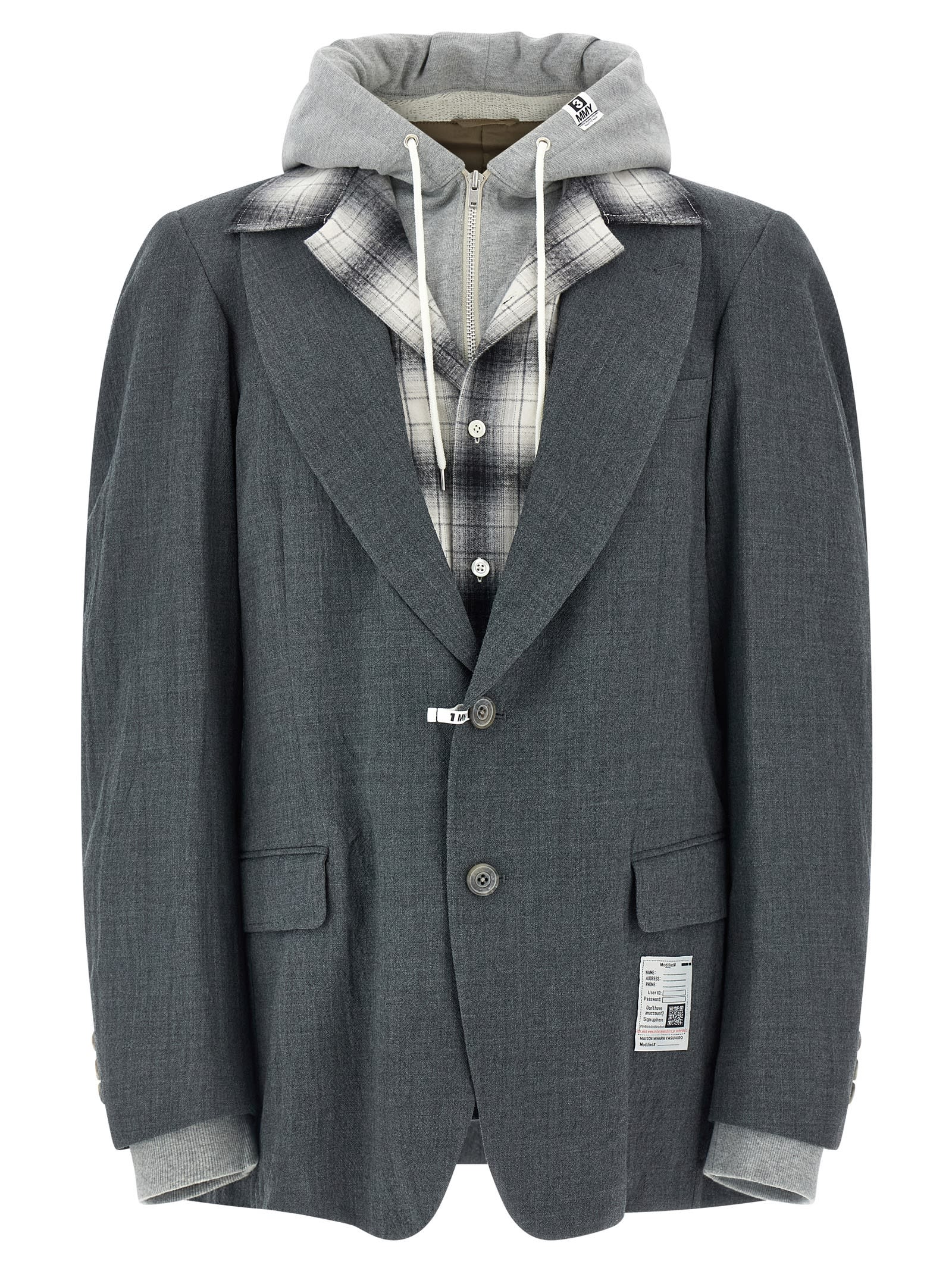 Miharayasuhiro Triple Layered Wool Blazer In Gray