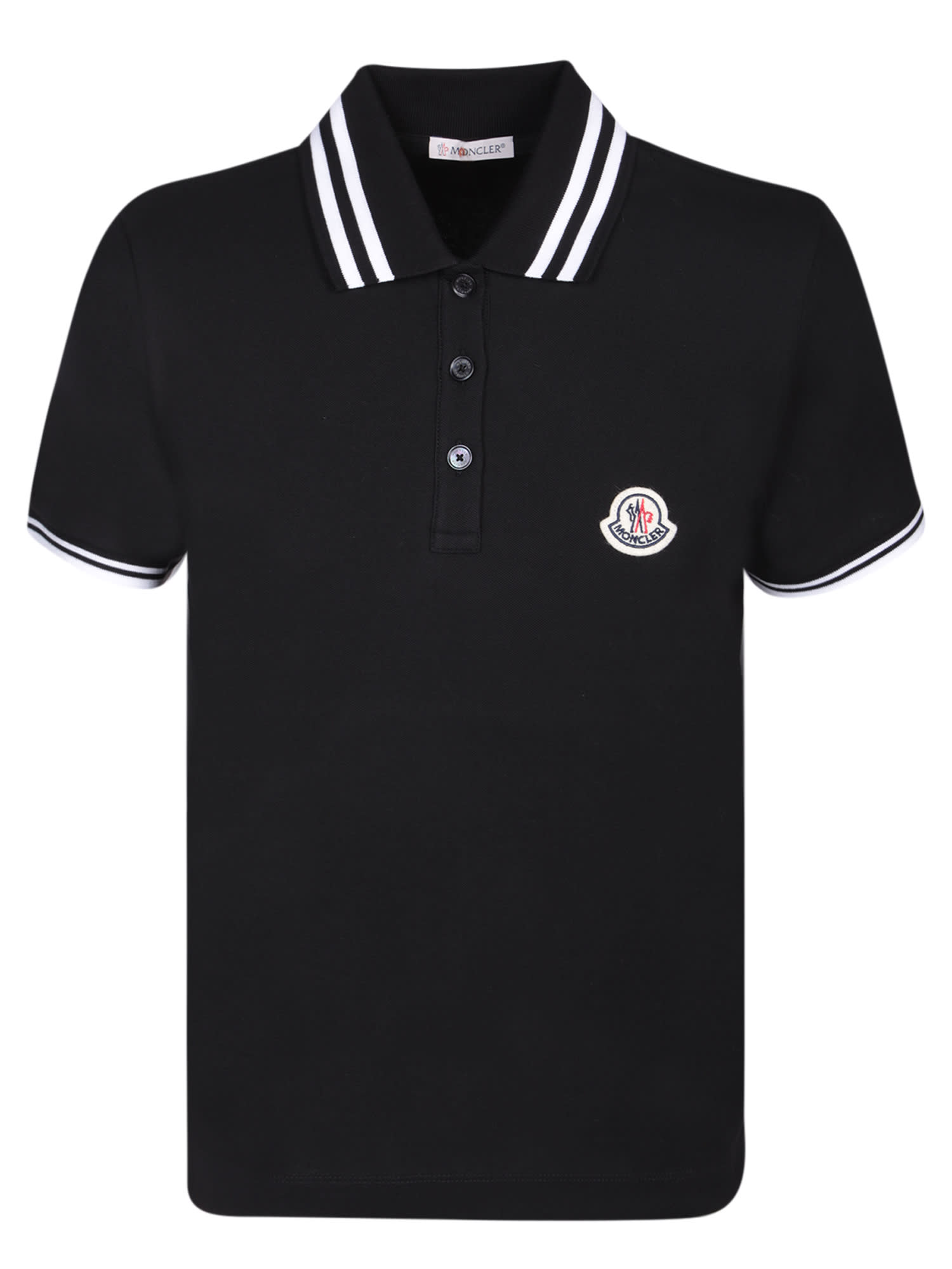 Shop Moncler Black Polo Shirt