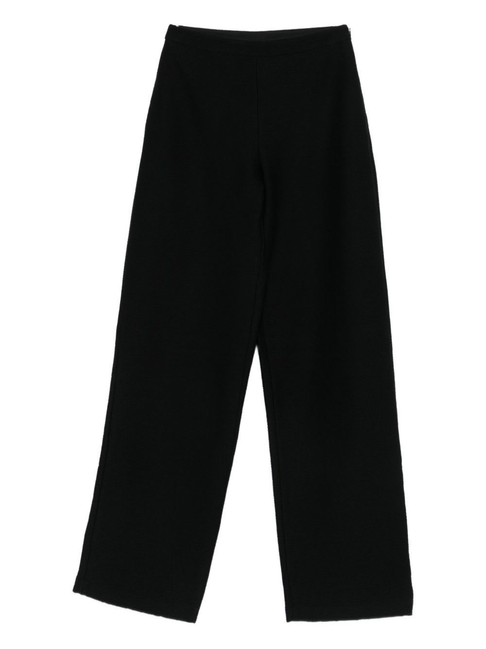 Emporio Armani High-rise Wide-leg Cotton-blend Trousers In Black