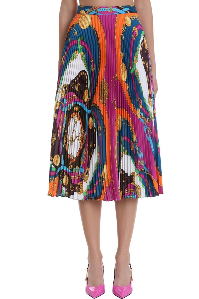 VERSACE SKIRT IN MULTICOLOR POLYESTER,11241309