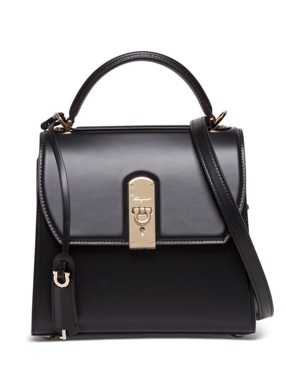 Salvatore Ferragamo Boxy Handbag In Black Leather