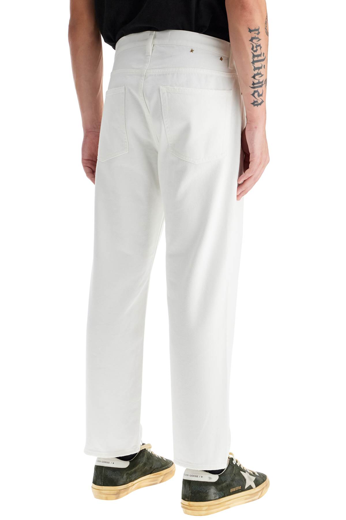 Shop Golden Goose Stonewashed Treated Jeans In Offwhite (white)