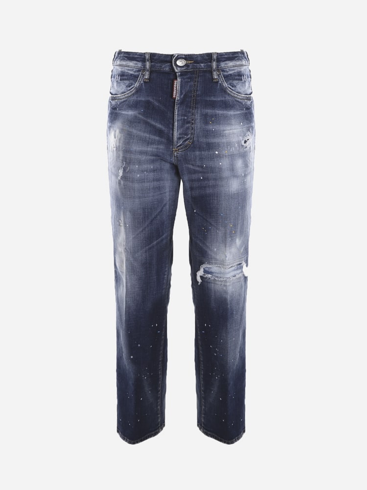 Dsquared2 Stretch Cotton Jeans With Destroyed Effect Detail