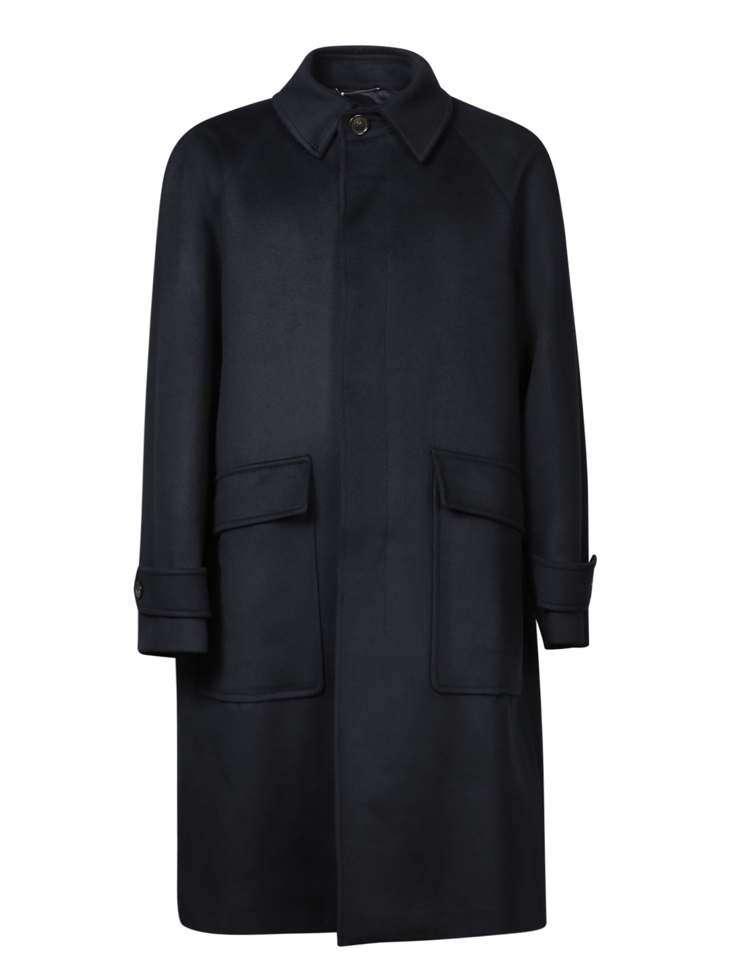 Shop Pt Torino Blue Wool And Cashmere Coat