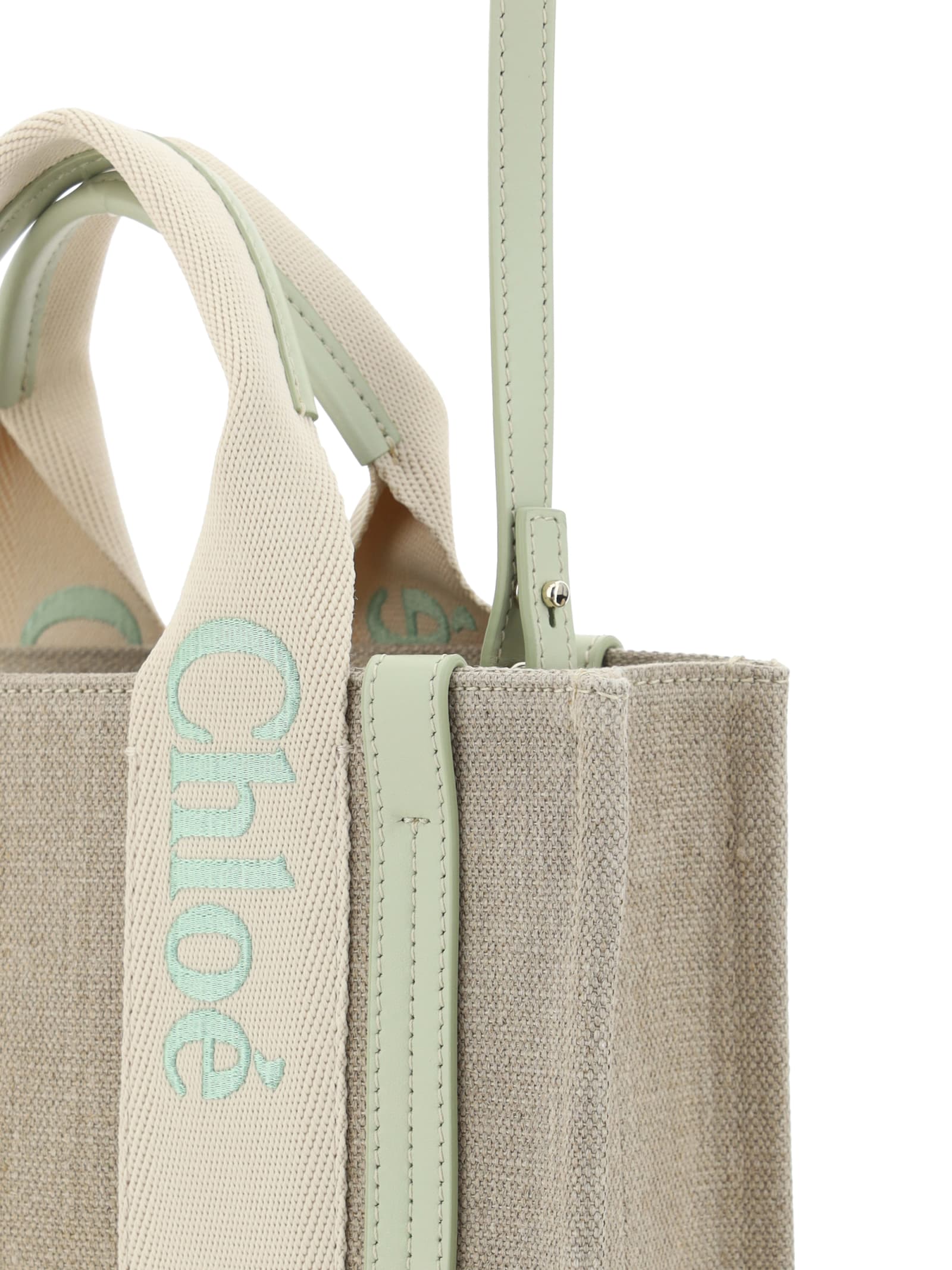 Shop Chloé Woody Handbag In Light Eucalyptus