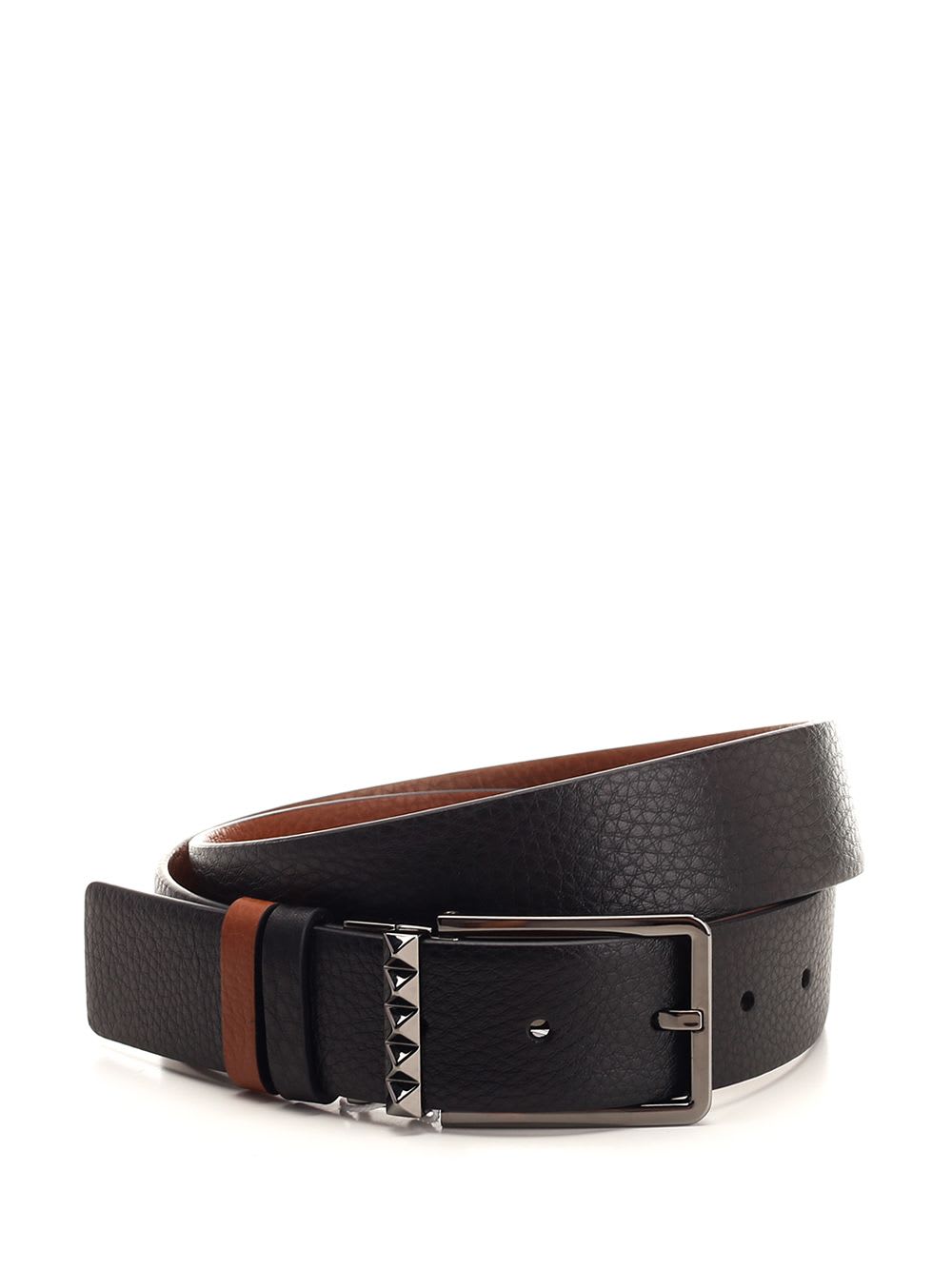 Shop Valentino Rockstud Reversible Belt In Garnet Calfskin 35mm In Black