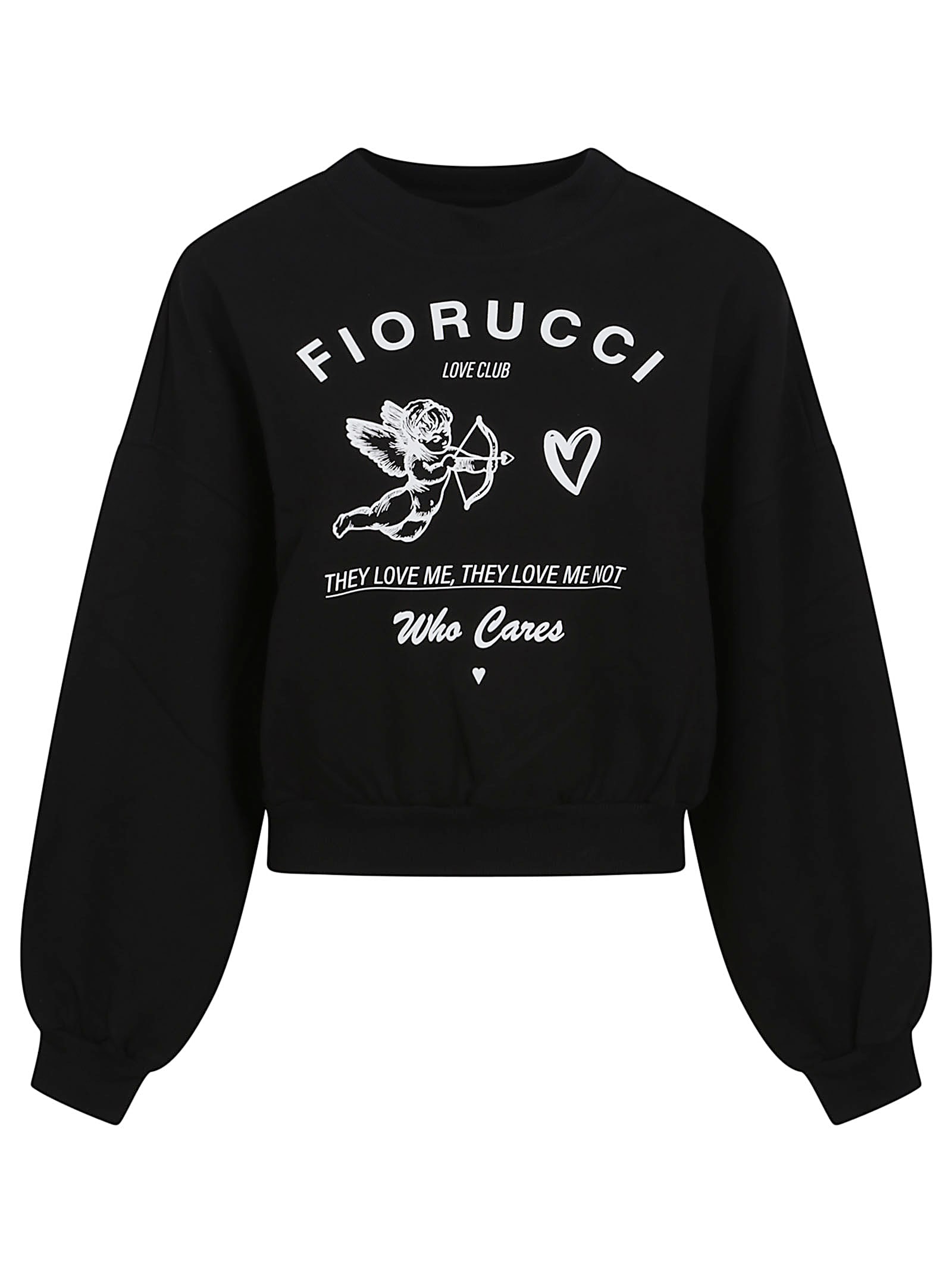 Fiorucci Cupid Love Club Black Crop Sweatshirt In Black