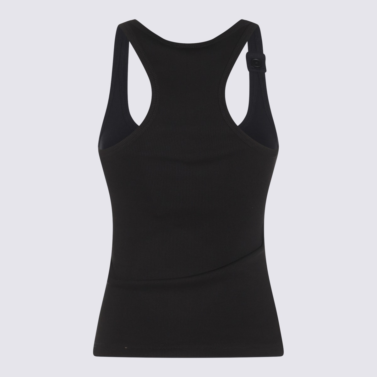 Courrèges Courreges Black Racerback Tank Top With Logo Patch In Black