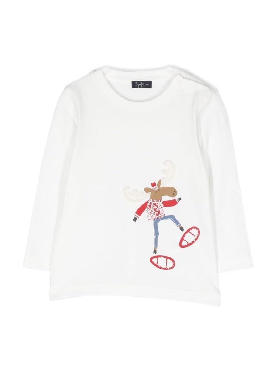 Shop Il Gufo T-shirt M/l Reindeer In White