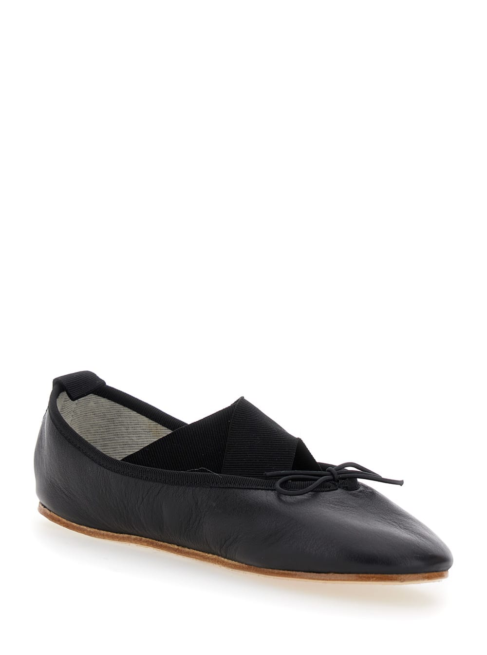 Shop Repetto Gianna Black Ballet Flats With Elastic Bands In Leather Woman