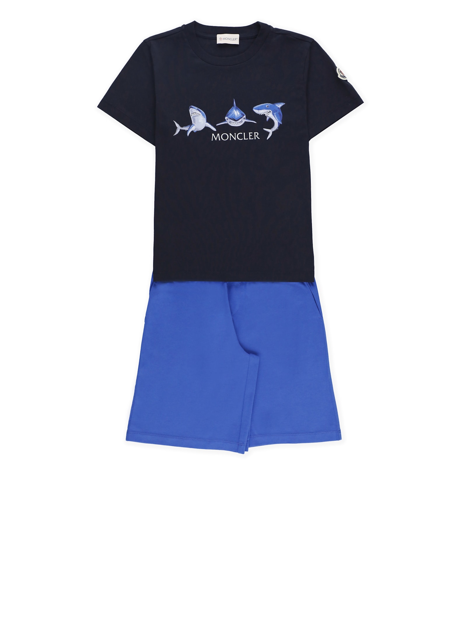 Moncler Two Pieces Jumpsuit With Logo In Blue