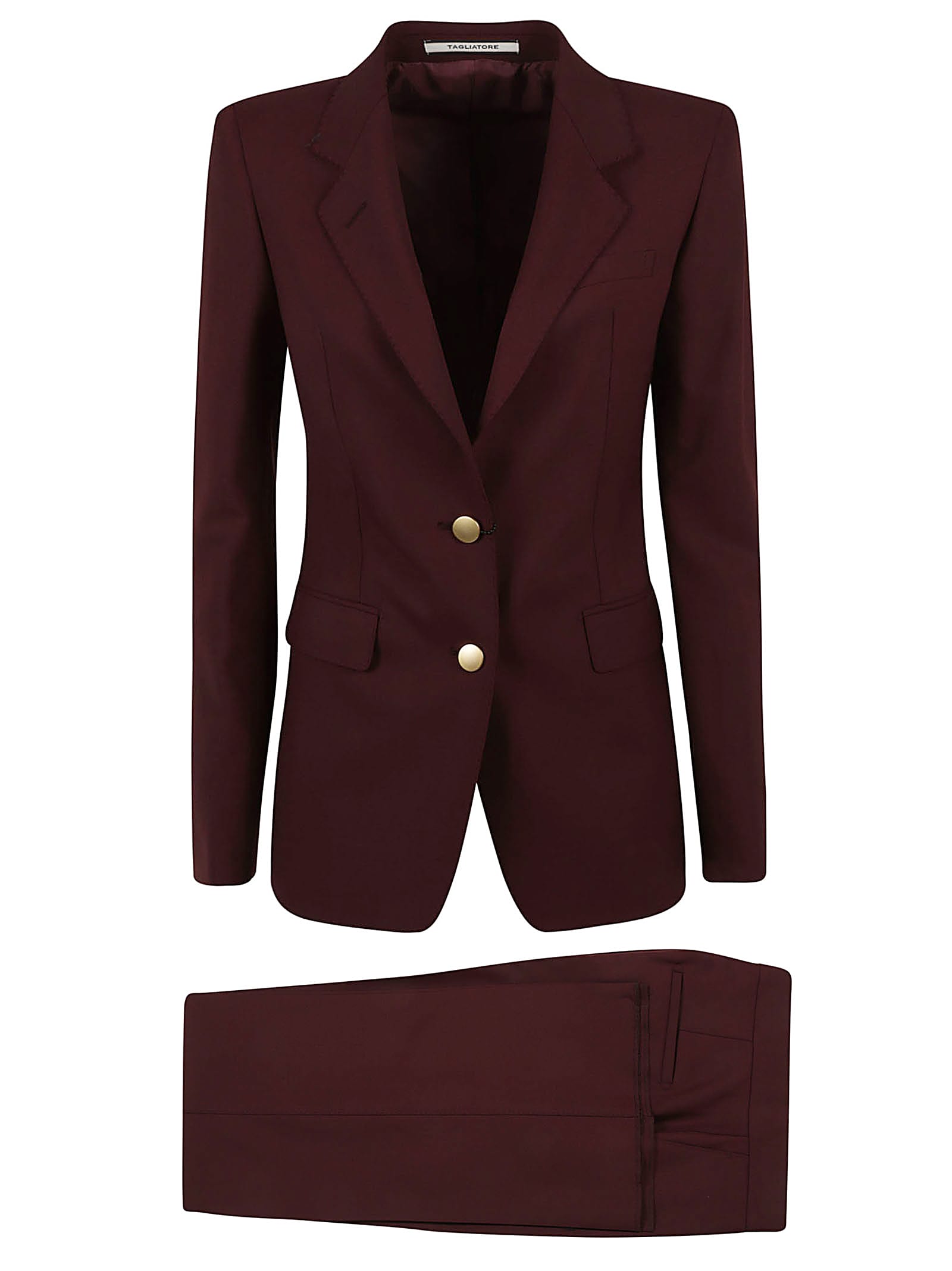 Shop Tagliatore Two-button Suit In Bordeaux